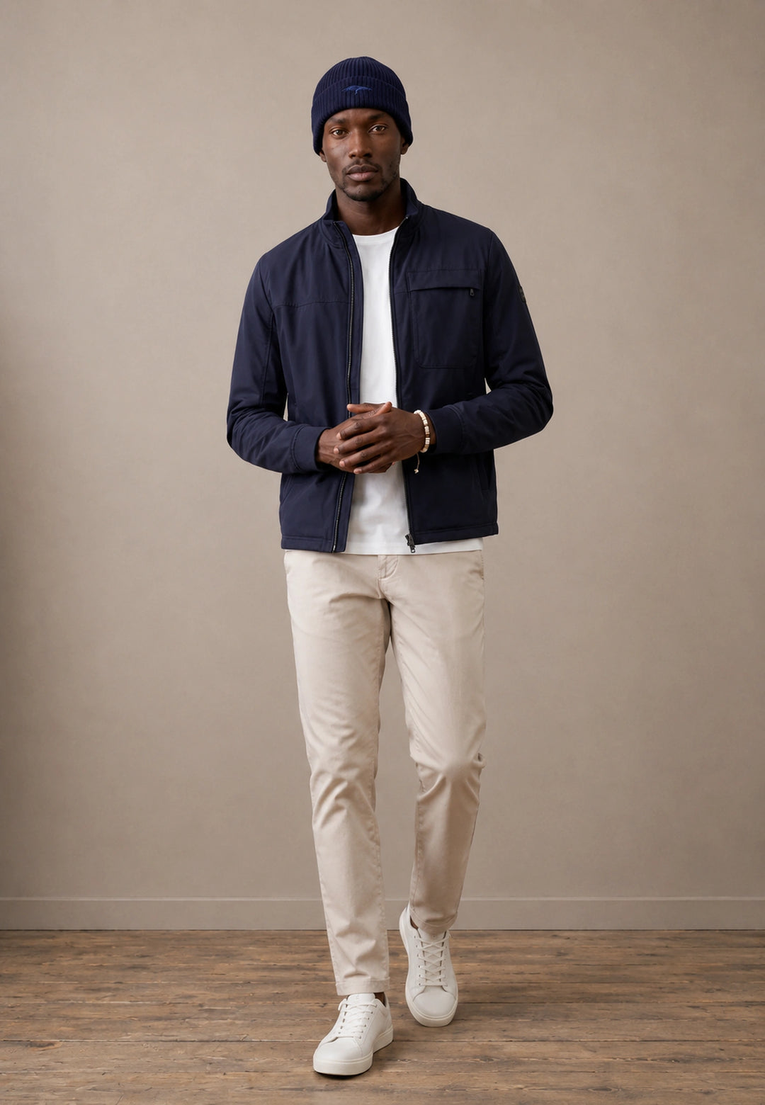 Hybrid Stand Collar Jacket Navy
