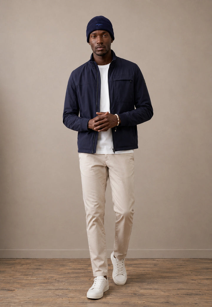 Hybrid Stand Collar Jacket Navy