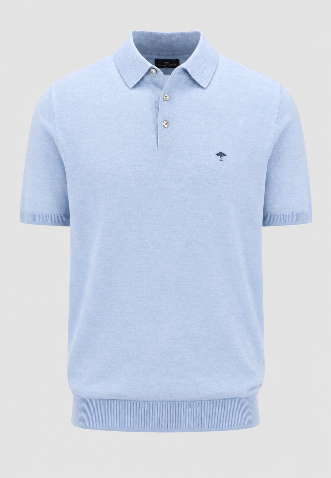 Merino Wool Fine Gauge Knit Polo Shirt Air Blue