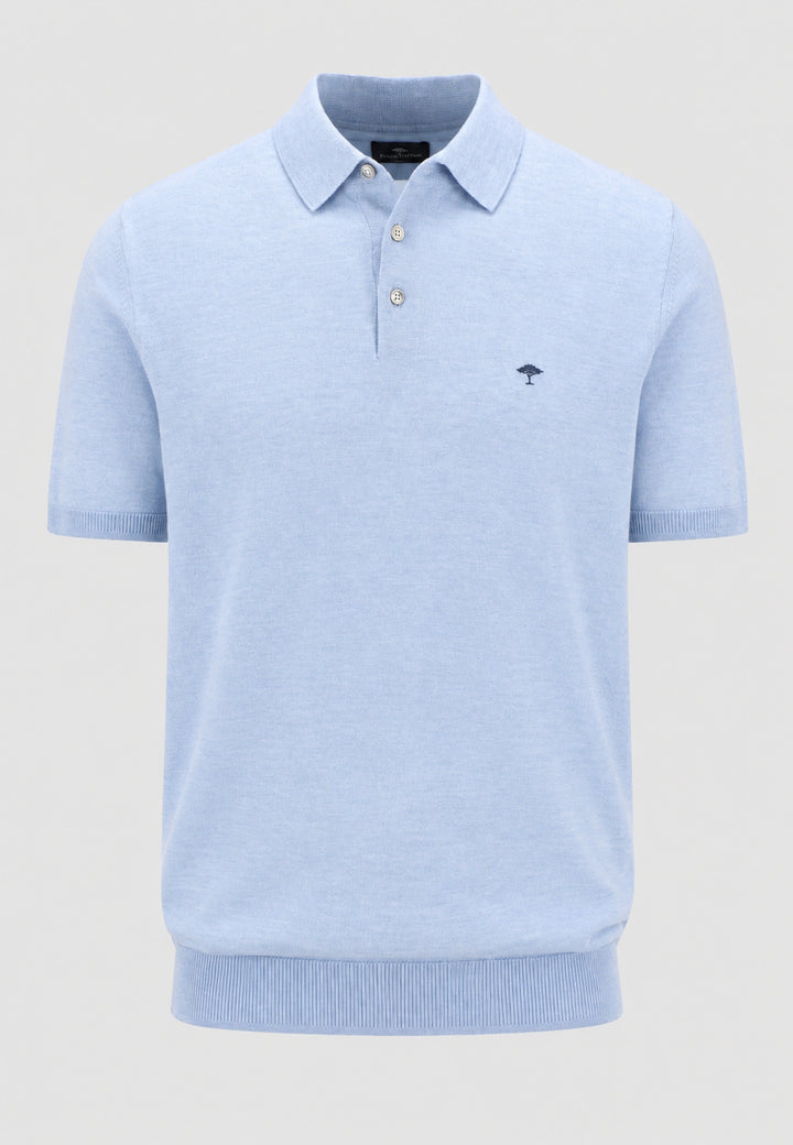 Merino Wool Fine Gauge Knit Polo Shirt Air Blue
