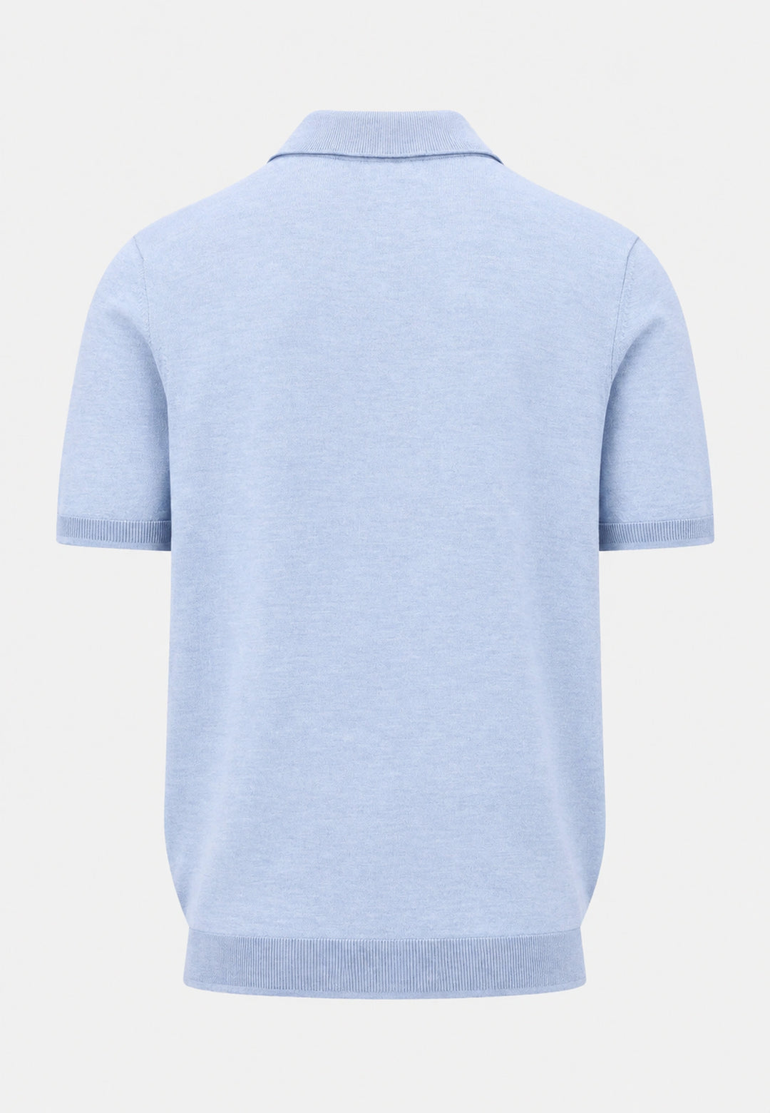 Merino Wool Fine Gauge Knit Polo Shirt Air Blue