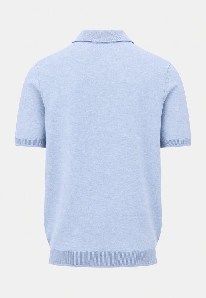 Merino Wool Fine Gauge Knit Polo Shirt Air Blue