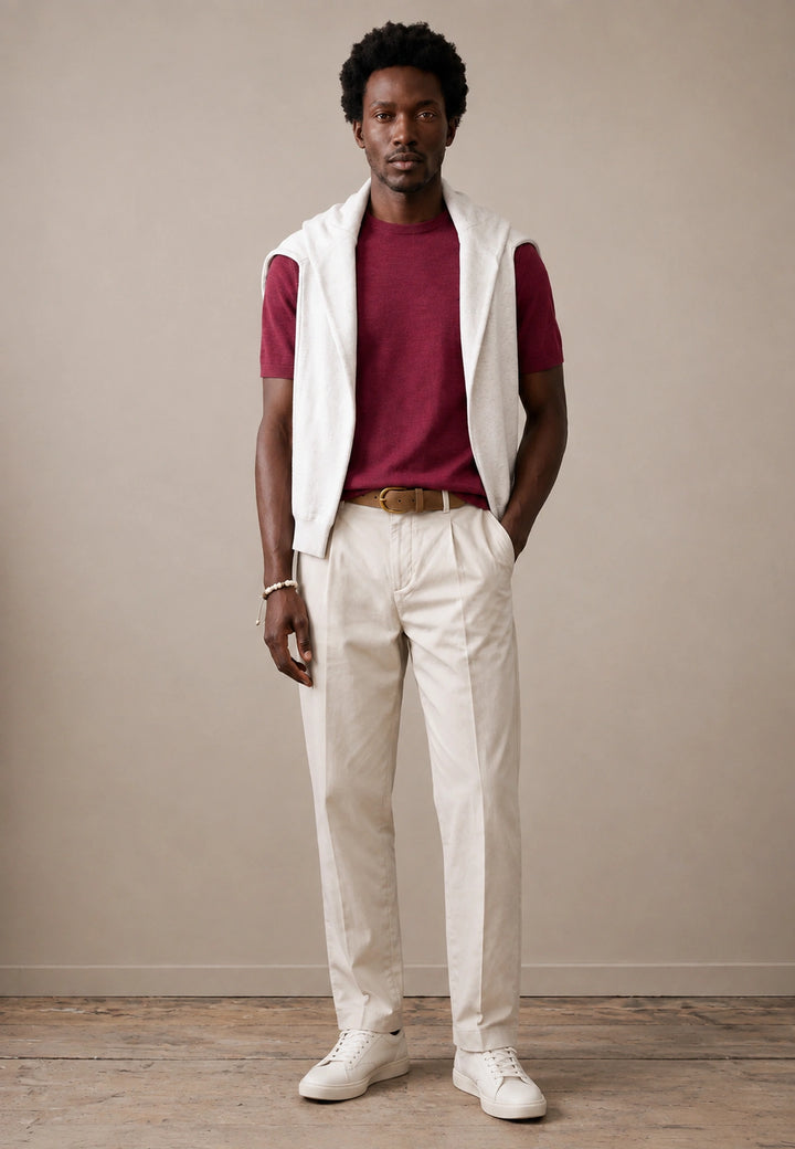Merino Wool Fine Gauge Knit T-Shirt Grape