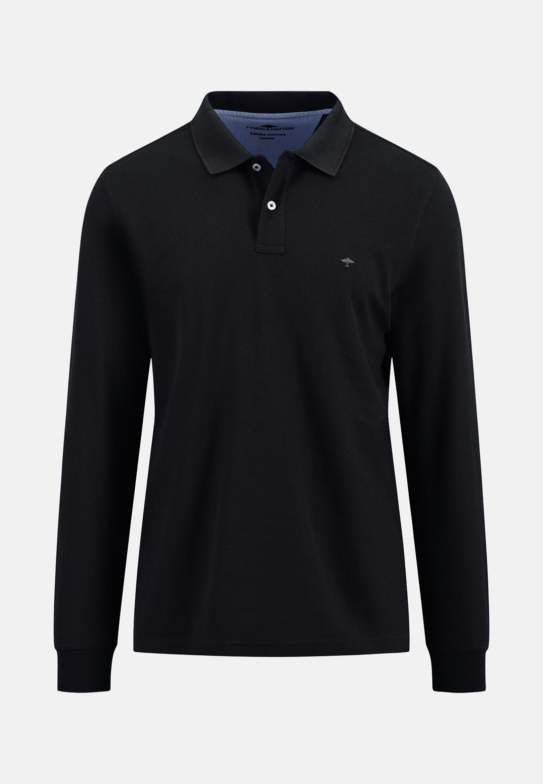 Premium Cotton Long Sleeve Polo-Shirt Black
