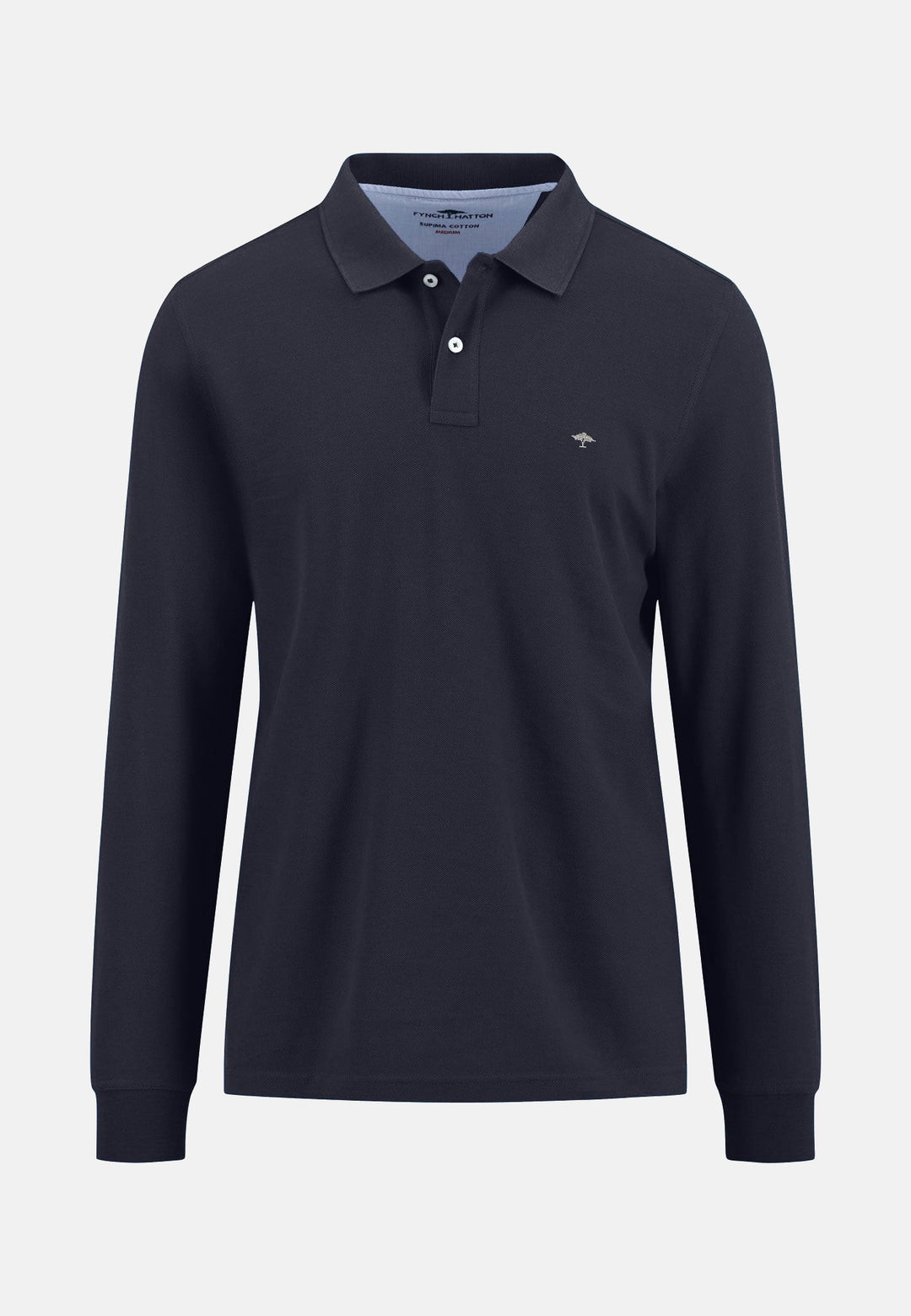 Premium Cotton Long Sleeve Polo-Shirt Navy