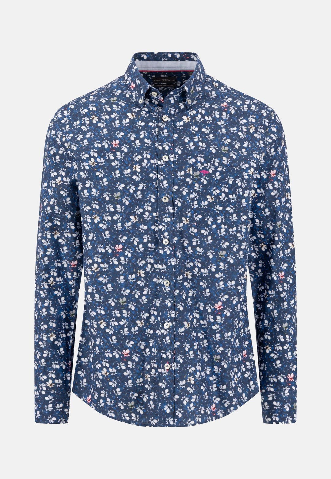 Premium Flower Print Button Down Shirt Ink Blue