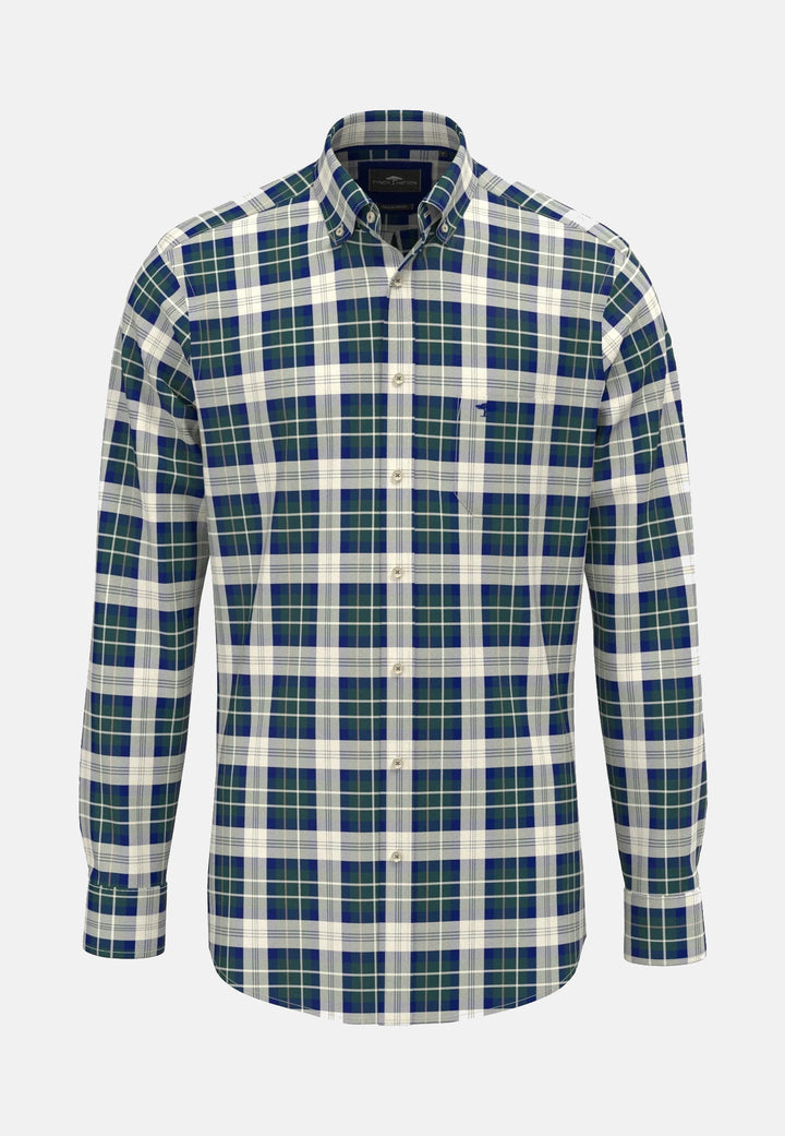 Washed Oxford Check Button Down Shirt Teal