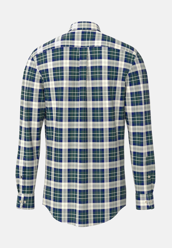 Washed Oxford Check Button Down Shirt Teal