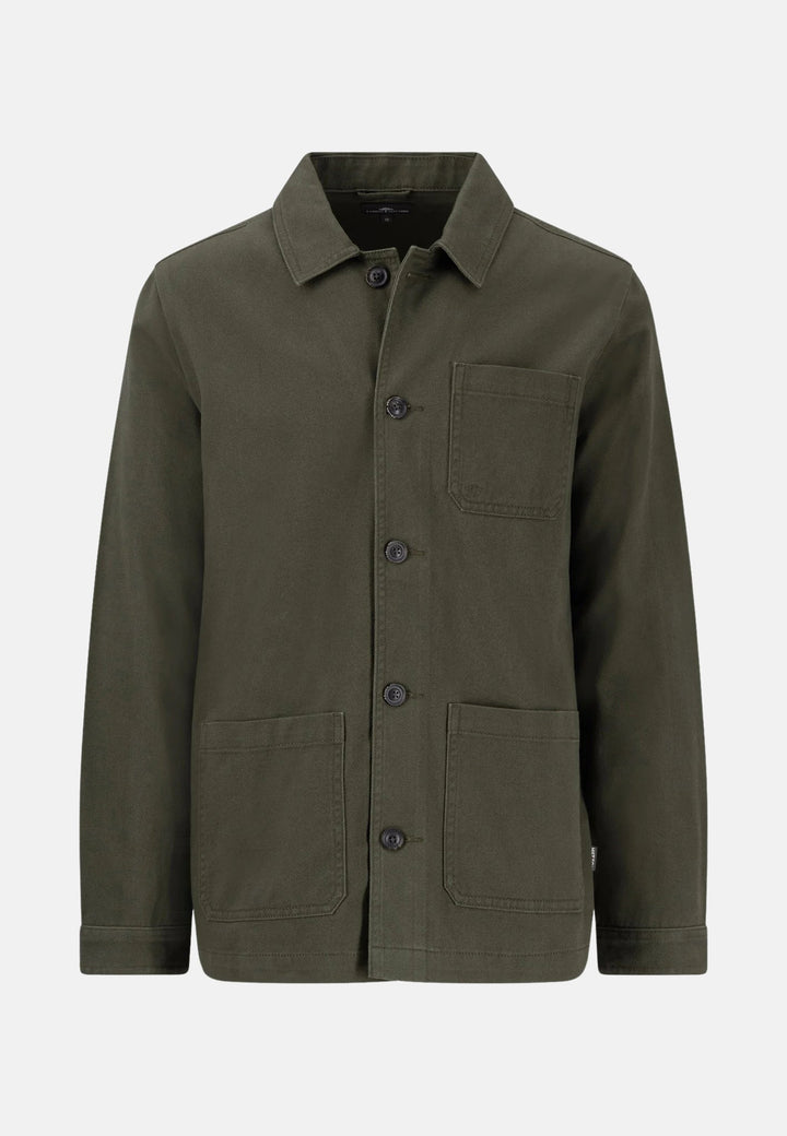 Garment Dyed Twill Overshirt Dusty Forest-Fynch-Hatton UK