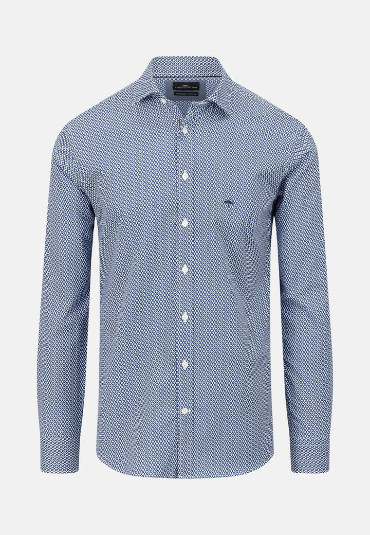 Geometric Print Kent Collar Shirt Midnight-Fynch-Hatton UK