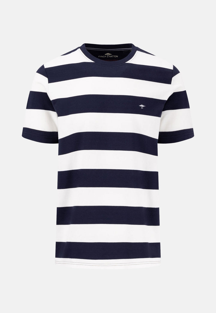 Heavy Striped T-Shirt Navy-Fynch-Hatton UK