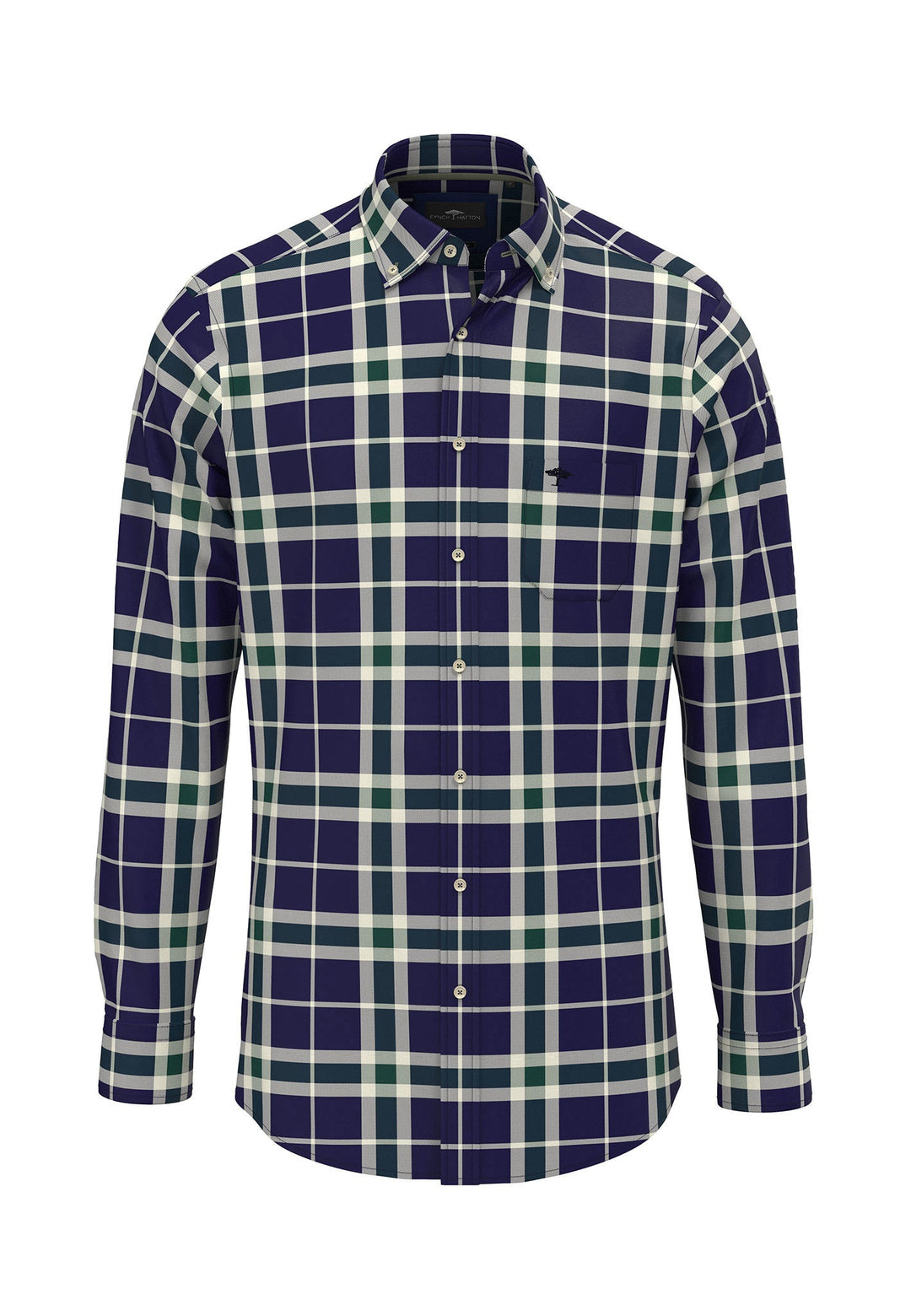 LARGE CHECK SHIRT NAVY-Fynch-Hatton UK