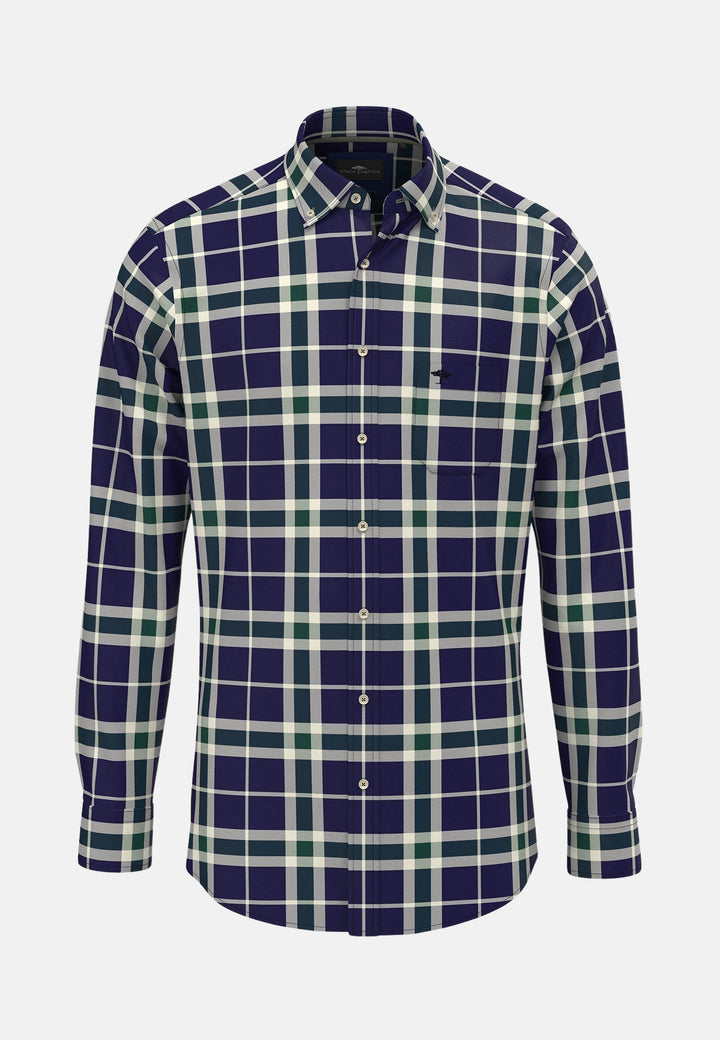 Large Check Shirt Navy-Fynch-Hatton UK