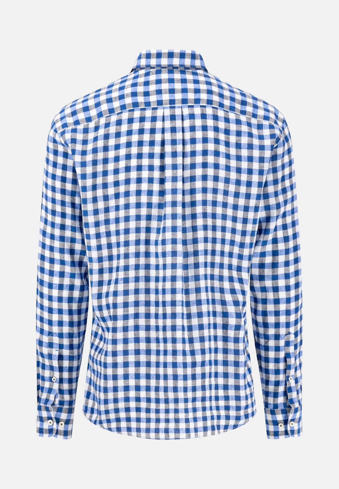 Linen Check Shirt Navy-Fynch-Hatton UK