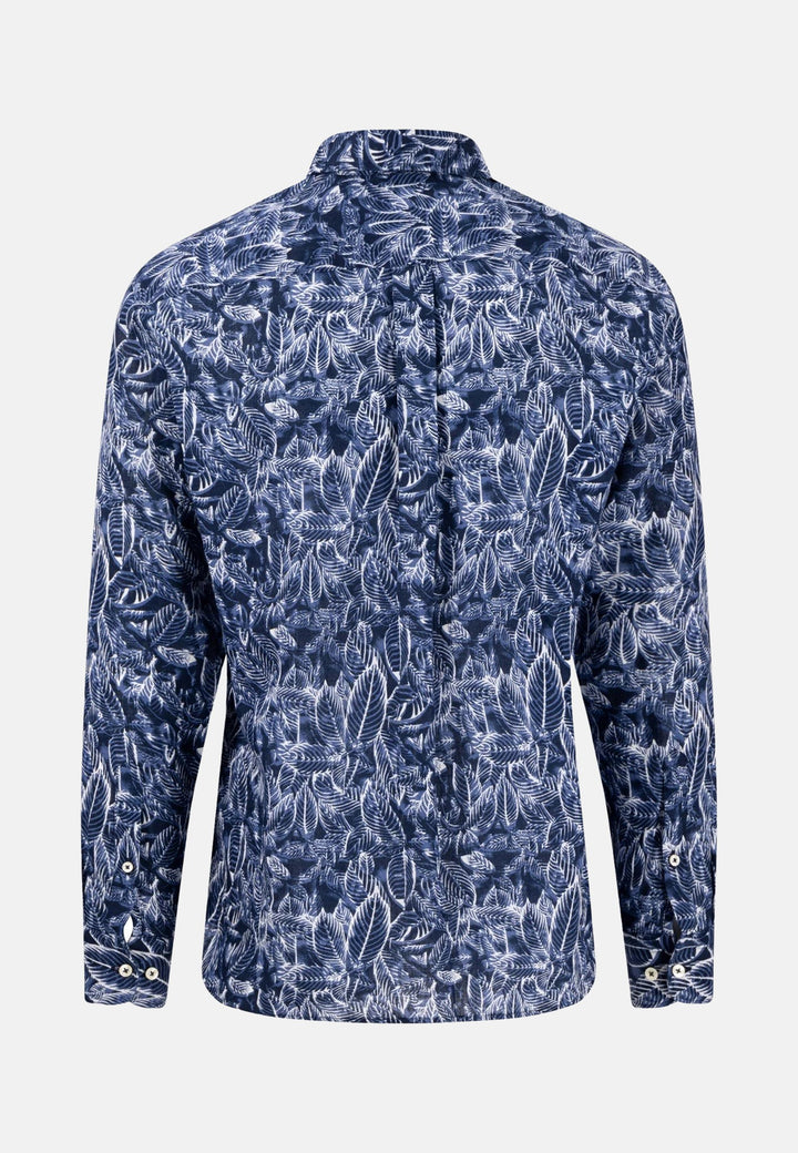 Linen Summer Prints Shirt Navy-Fynch-Hatton UK