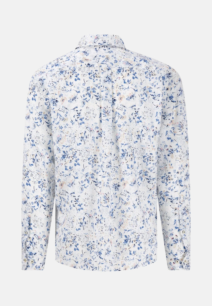 Linen Summer Prints Shirt White-Fynch-Hatton UK