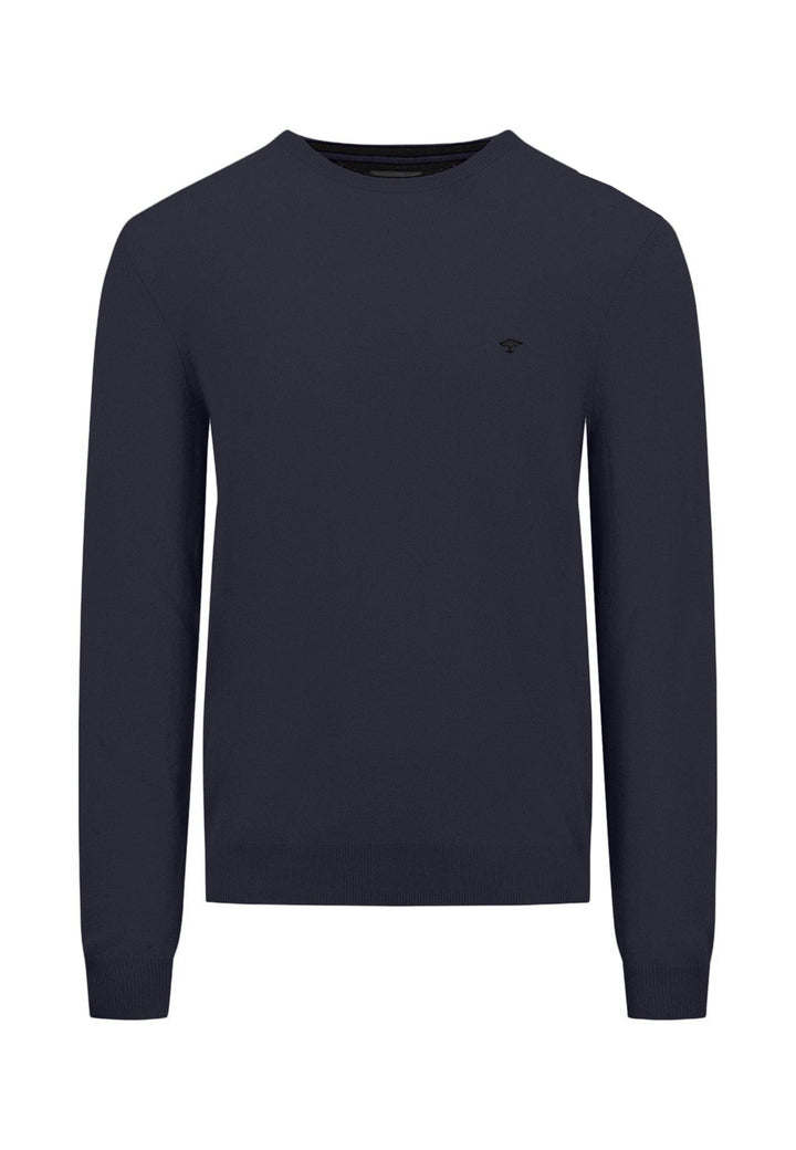 MERINO CASHMERE CREWNECK KNIT NAVY-Fynch-Hatton UK