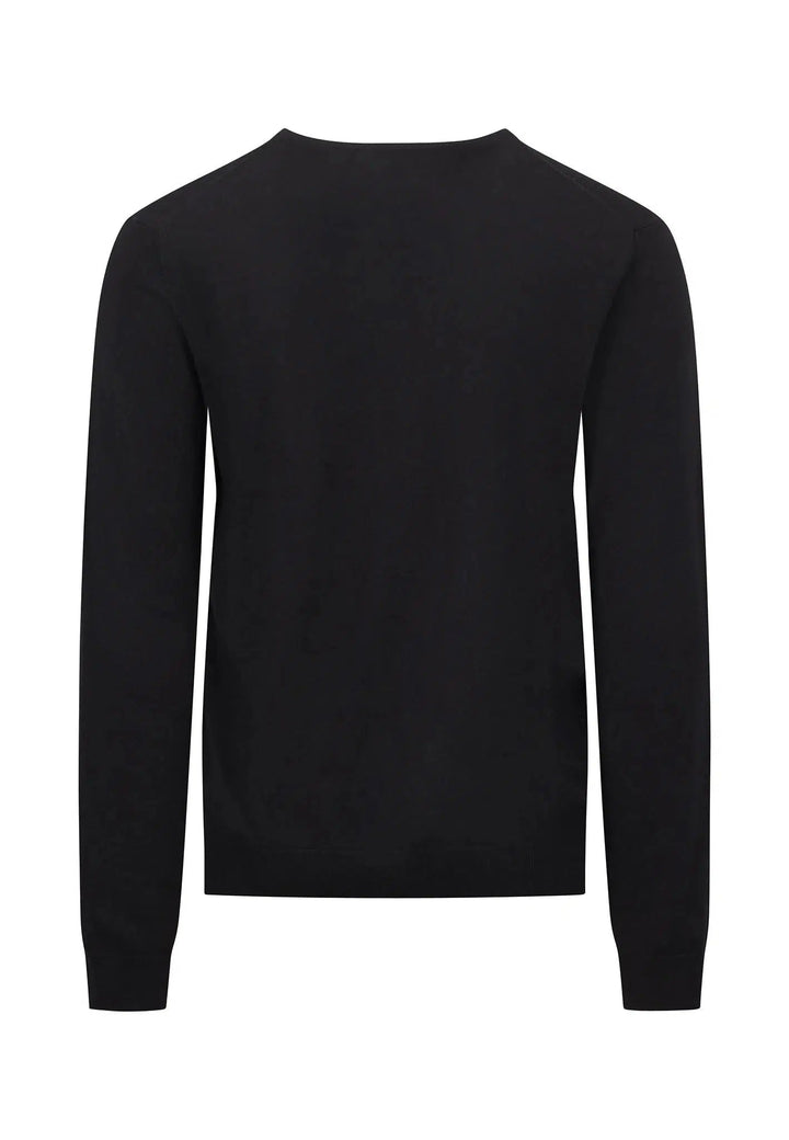 MERINO WOOL CREWNECK KNIT BLACK-Fynch-Hatton UK