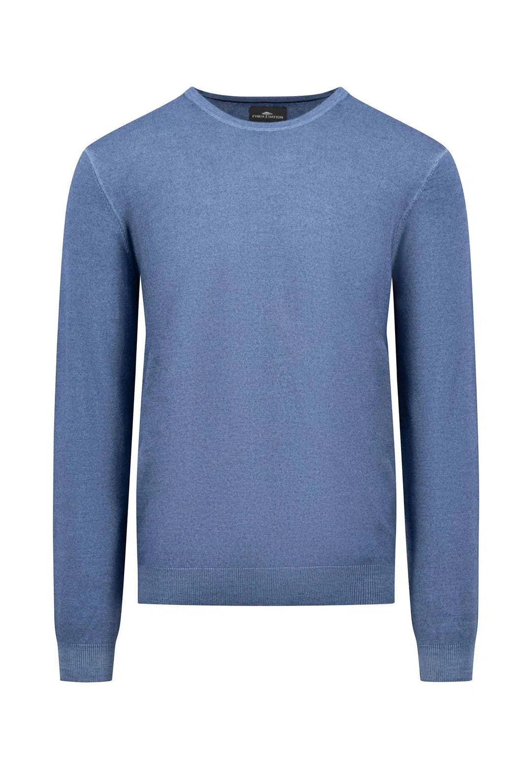 MERINO WOOL CREWNECK KNIT CLOUD BLUE-Fynch-Hatton UK