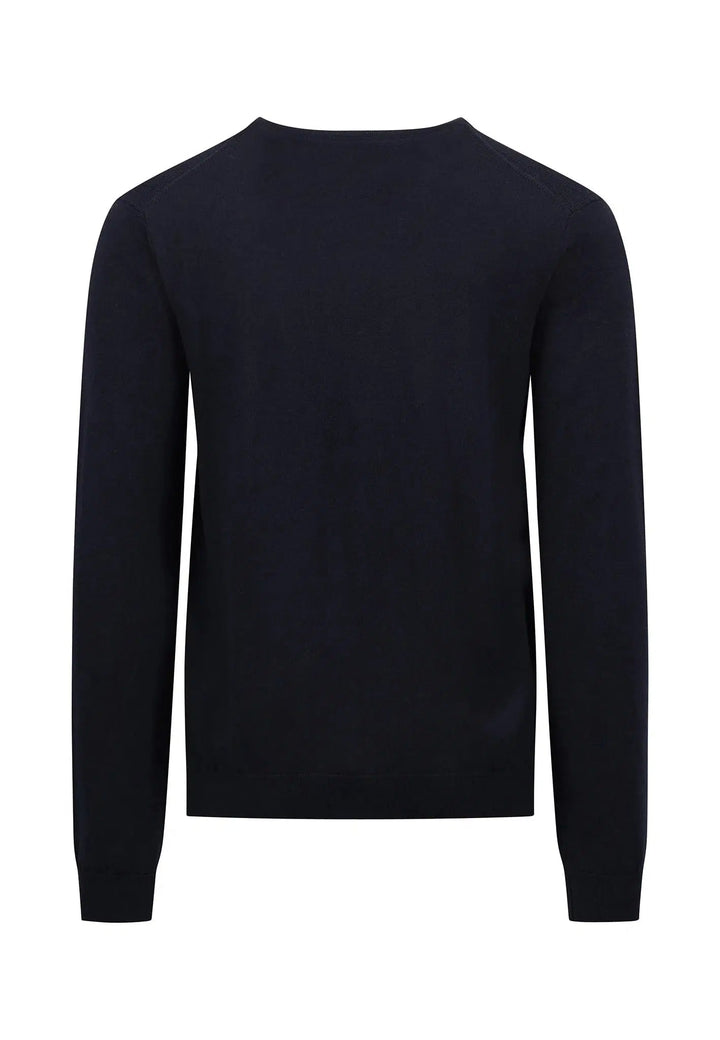 MERINO WOOL CREWNECK KNIT NAVY-Fynch-Hatton UK