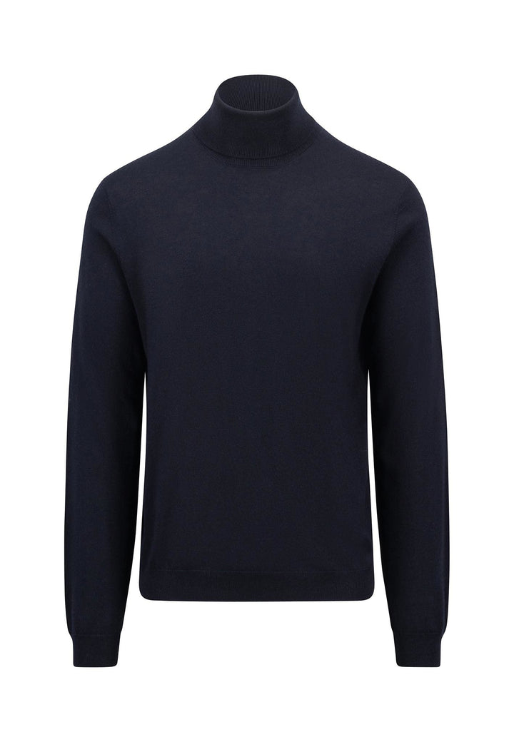 MERINO WOOL ROLLNECK KNIT NAVY-Fynch-Hatton UK