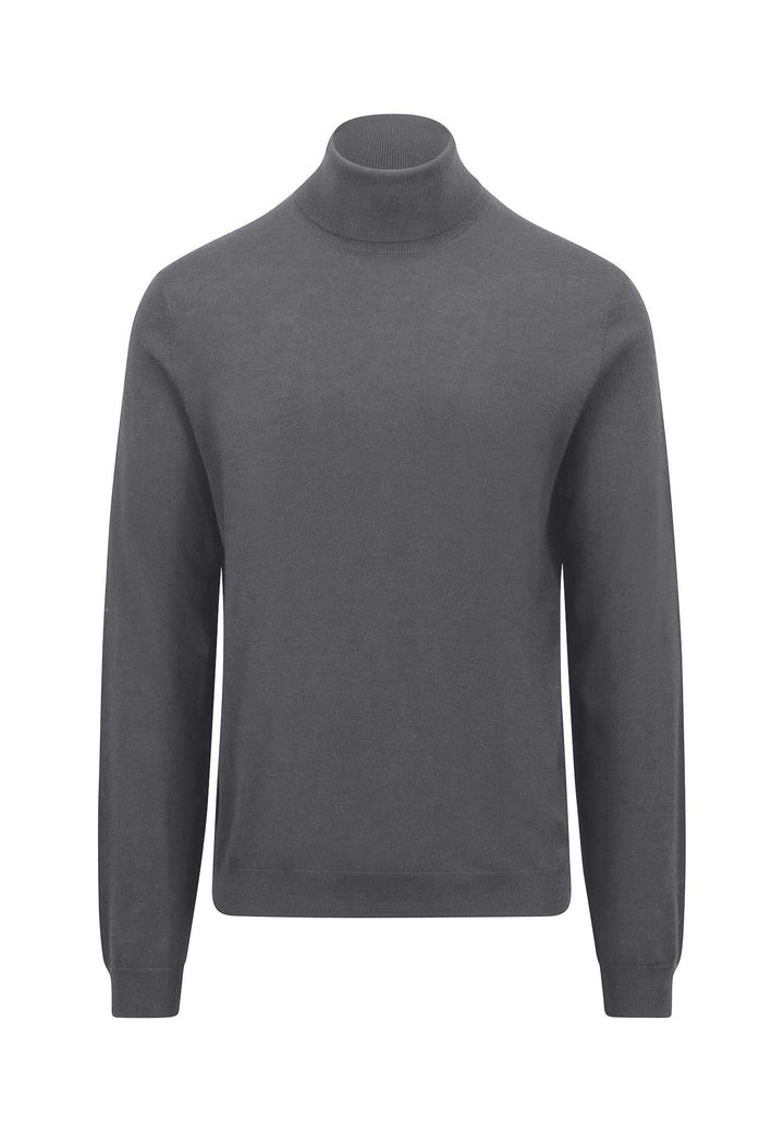 MERINO WOOL ROLLNECK KNIT STEEL-Fynch-Hatton UK