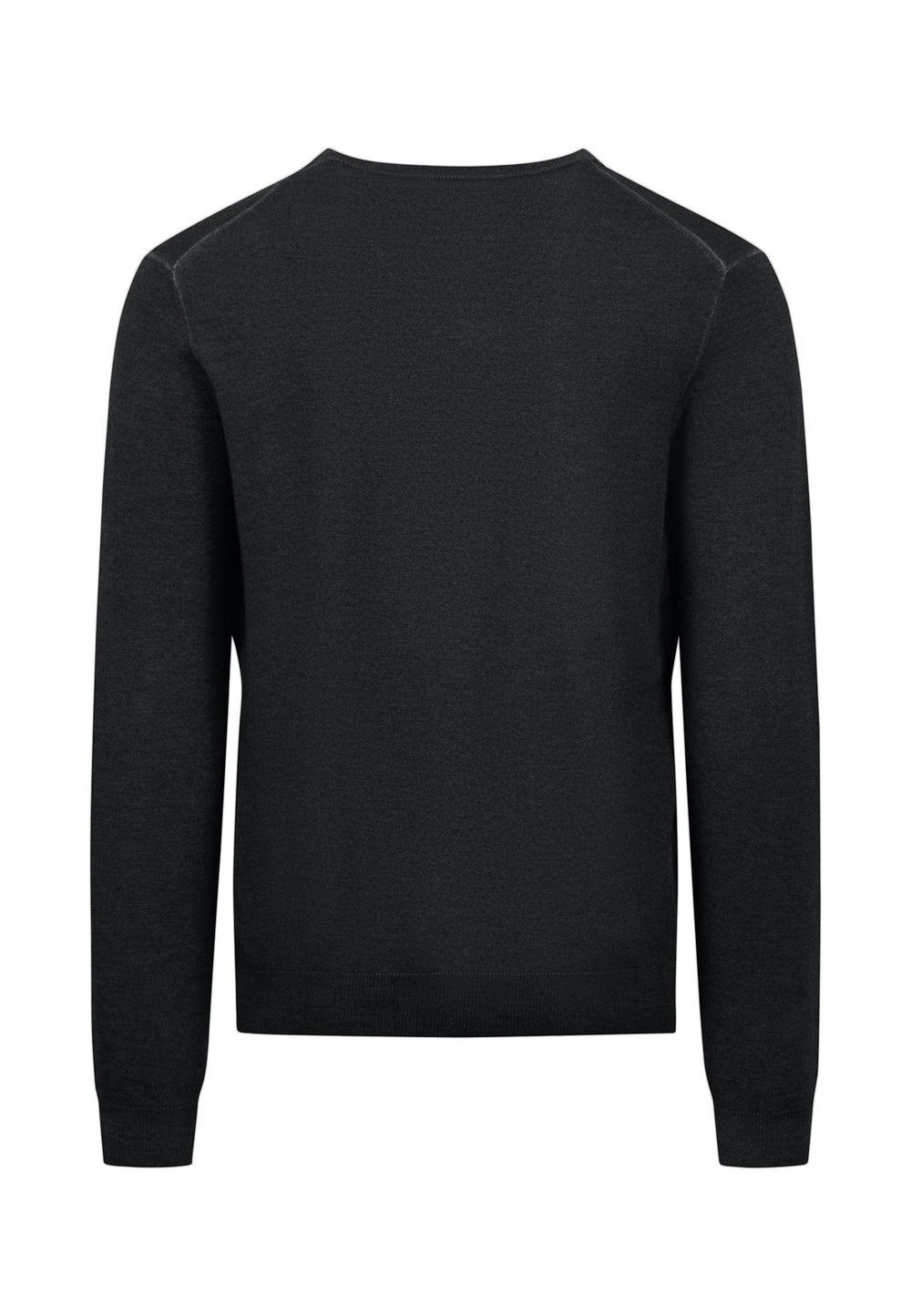 MERINO WOOL V-NECK KNIT BLACK-Fynch-Hatton UK