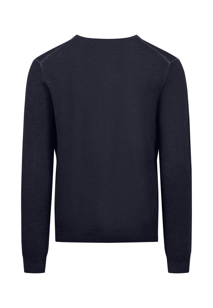 MERINO WOOL V-NECK KNIT NAVY-Fynch-Hatton UK