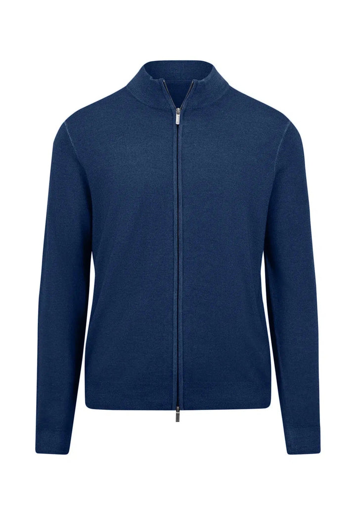 MERINO WOOL ZIP CARDIGAN NIGHT-Fynch-Hatton UK