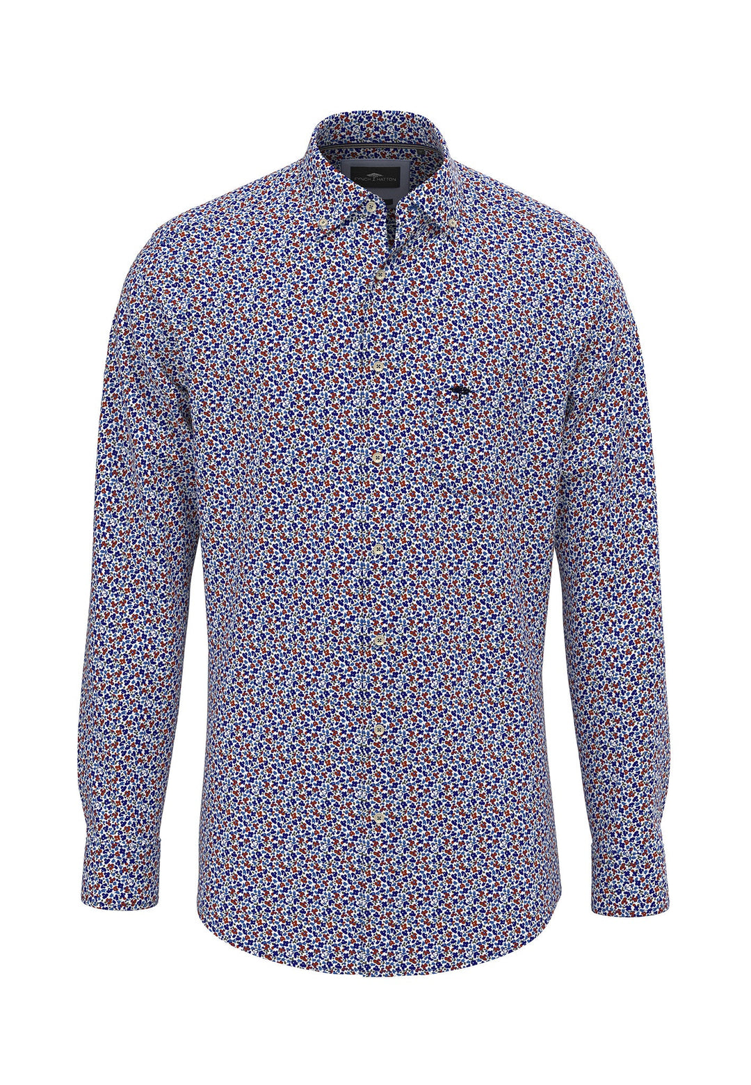 MODERN FLOWER PRINT SHIRT NAVY-Fynch-Hatton UK