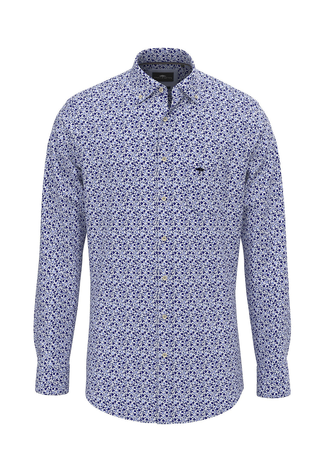 MODERN FLOWER PRINT SHIRT SOFT BLUE-Fynch-Hatton UK