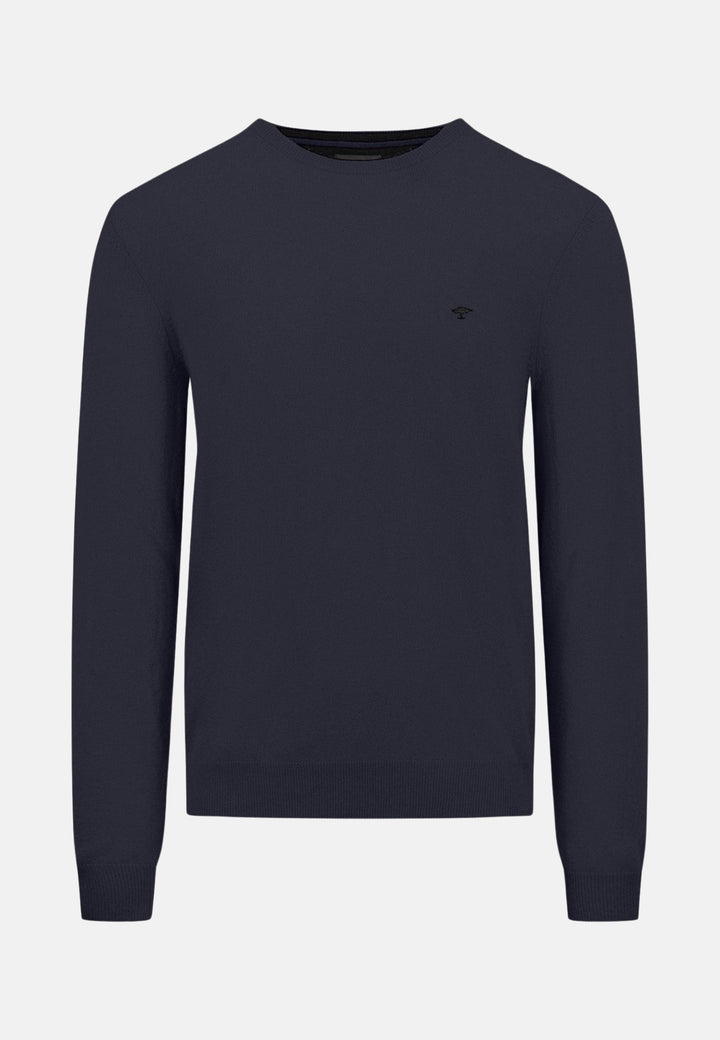 Merino Cashmere Crewneck Knit Navy-Fynch-Hatton UK