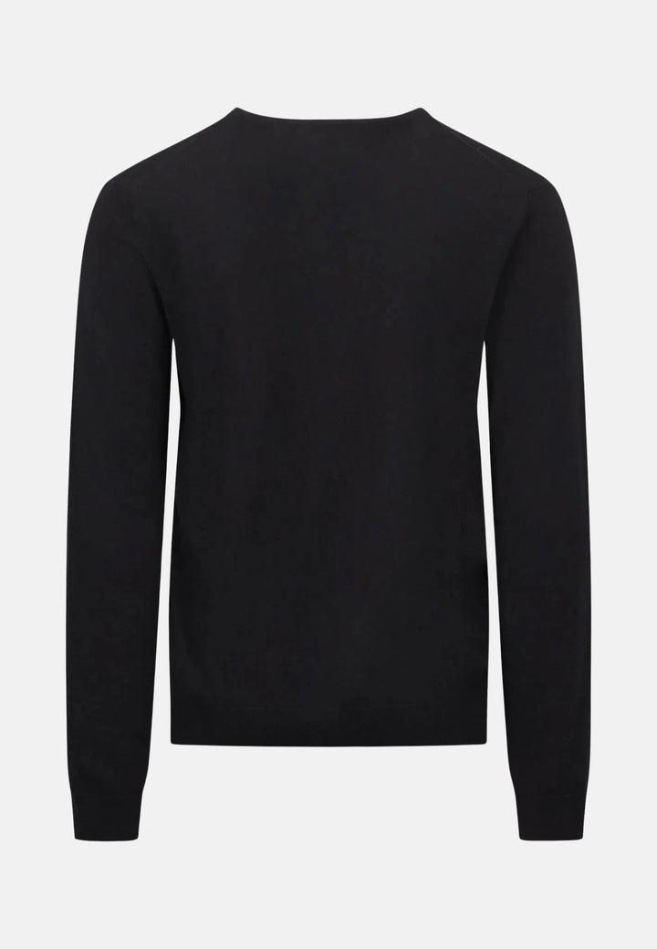 Merino Wool Crewneck Knit Black-Fynch-Hatton UK