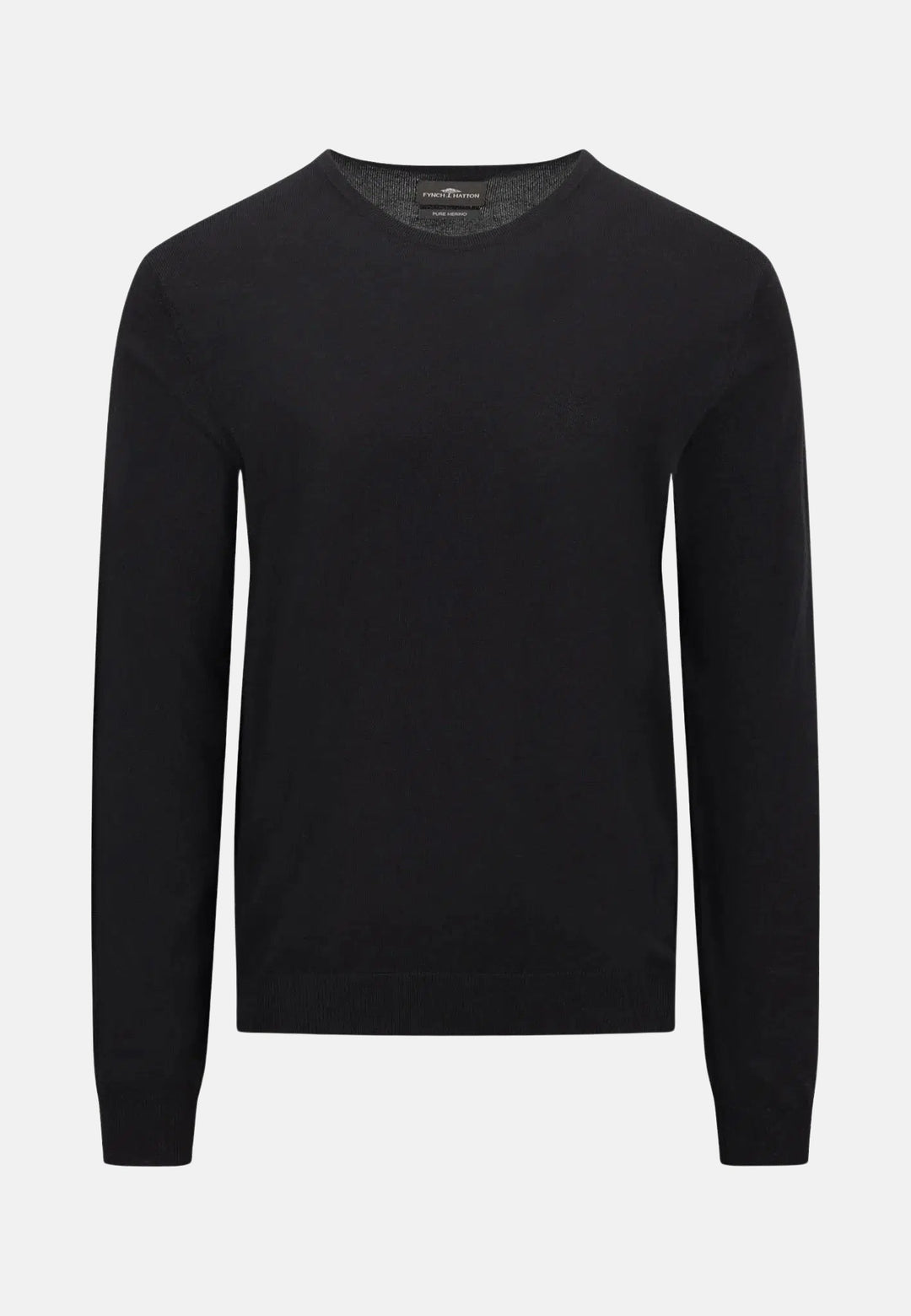 Merino Wool Crewneck Knit Black-Fynch-Hatton UK