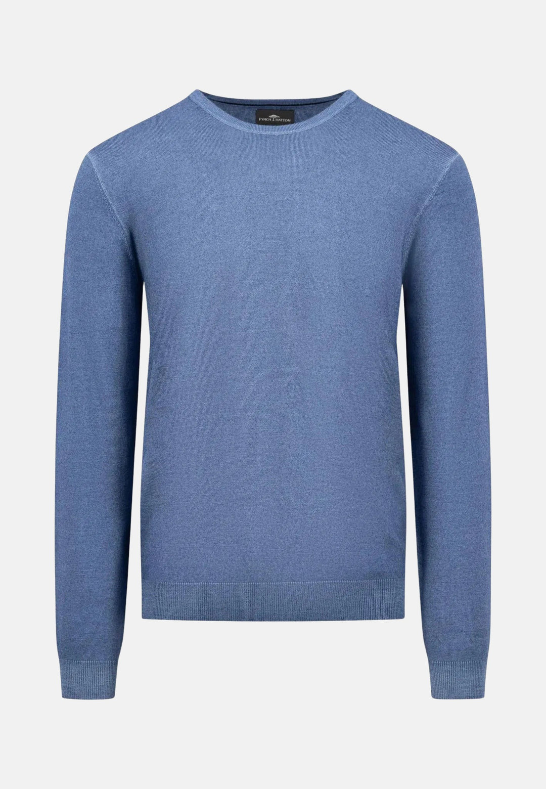 Merino Wool Crewneck Knit Cloud Blue-Fynch-Hatton UK