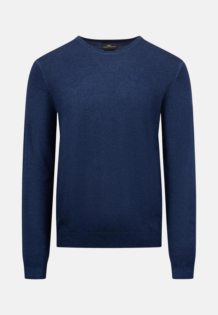 Merino Wool Crewneck Knit Night-Fynch-Hatton UK