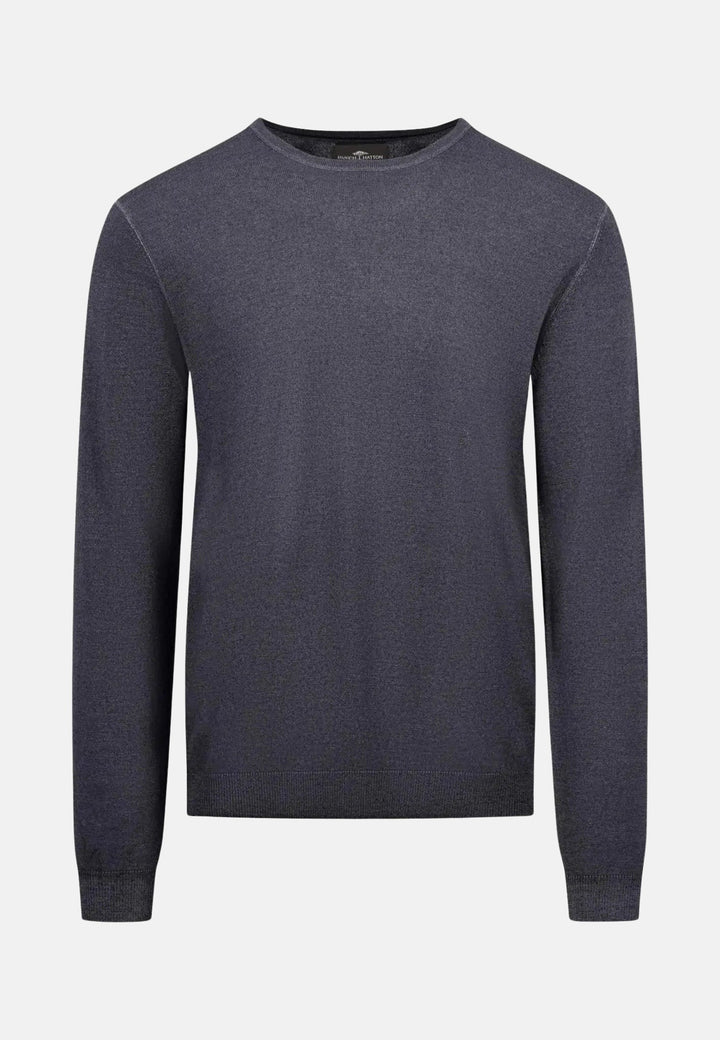 Merino Wool Crewneck Knit Steel-Fynch-Hatton UK