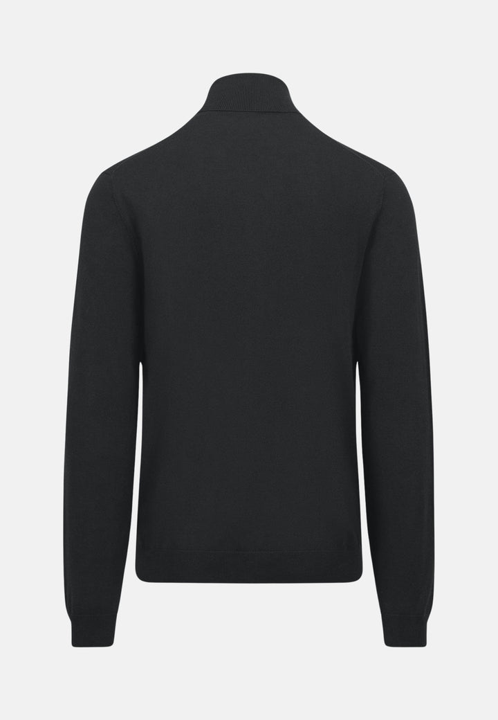 Merino Wool Rollneck Knit Black-Fynch-Hatton UK