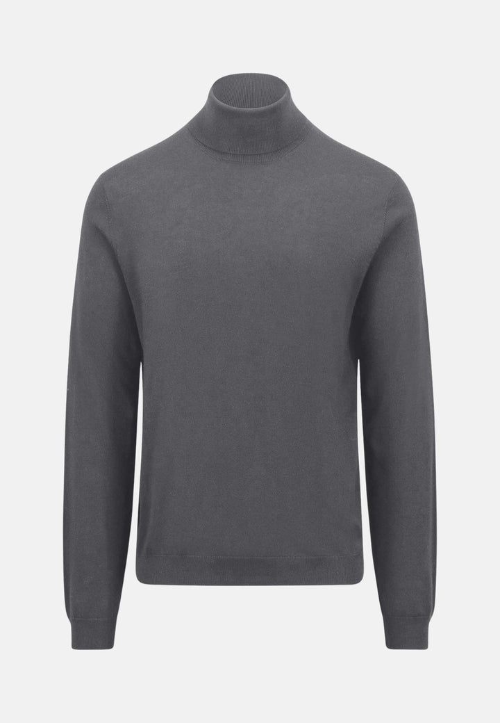 Merino Wool Rollneck Knit Steel-Fynch-Hatton UK