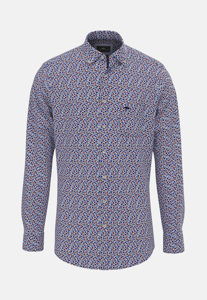 Modern Flower Print Shirt Navy-Fynch-Hatton UK