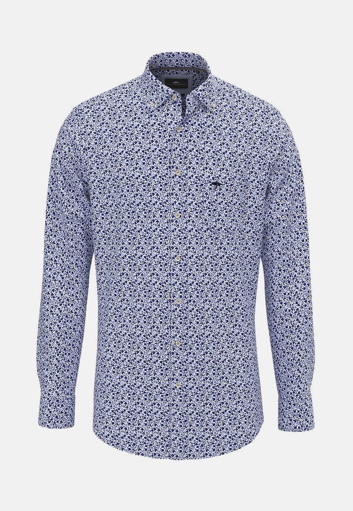 Modern Flower Print Shirt Soft Blue-Fynch-Hatton UK