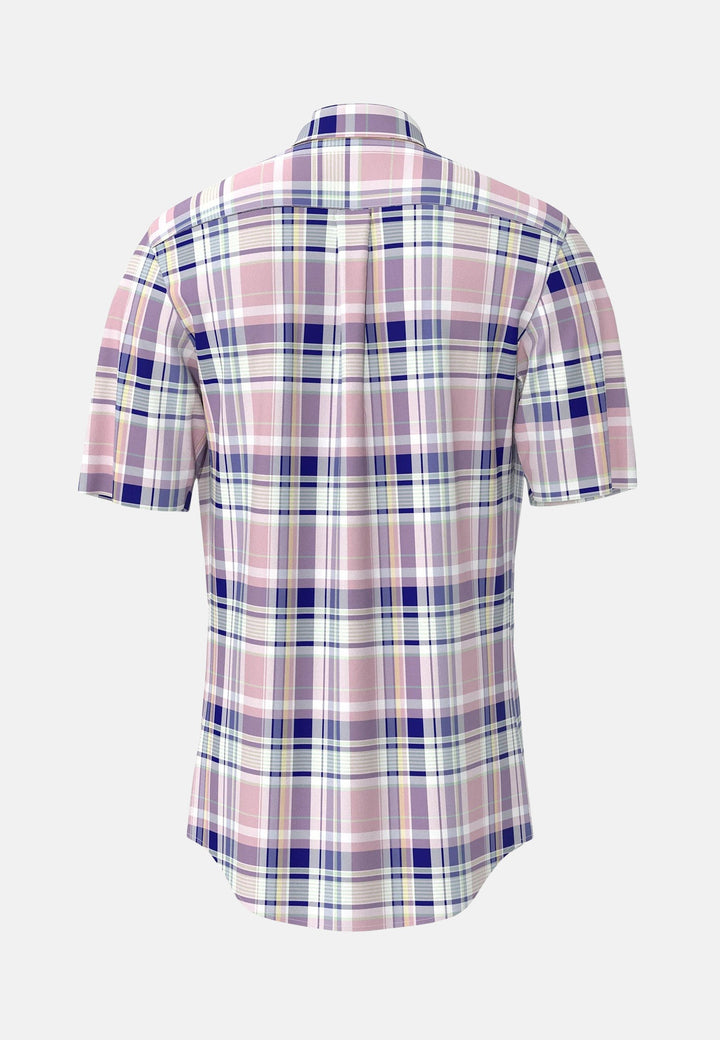 Multicolour Check Short Sleeved Shirt Light Peony-Fynch-Hatton UK
