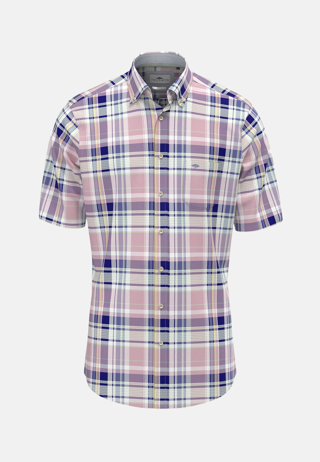 Multicolour Check Short Sleeved Shirt Light Peony-Fynch-Hatton UK