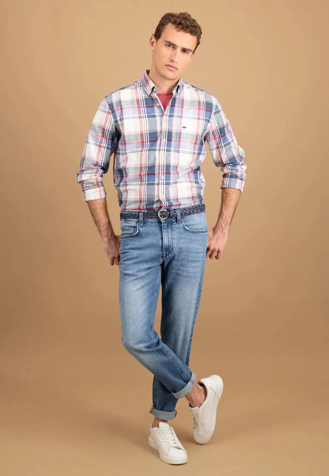 Multicoloured Washed Oxford B.D. Shirt Berry-Fynch-Hatton UK