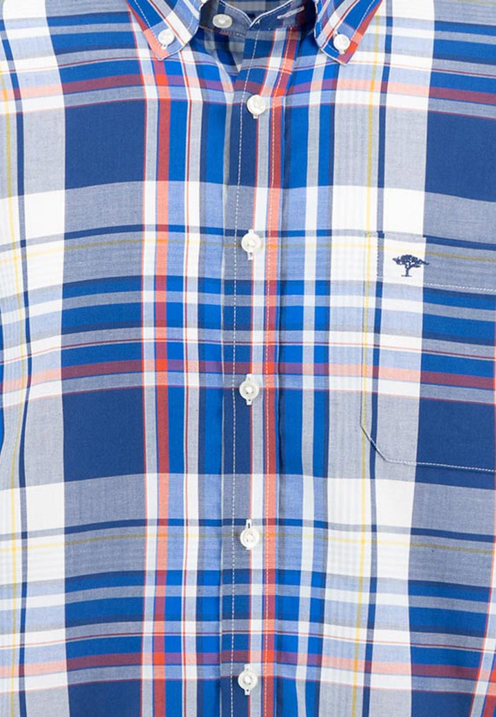 OXFORD CHECK MIX SHIRT STRONG BLUE-Fynch-Hatton UK