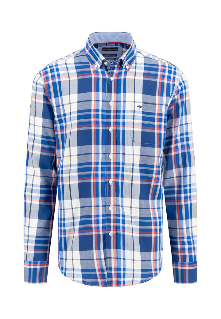 OXFORD CHECK MIX SHIRT STRONG BLUE-Fynch-Hatton UK