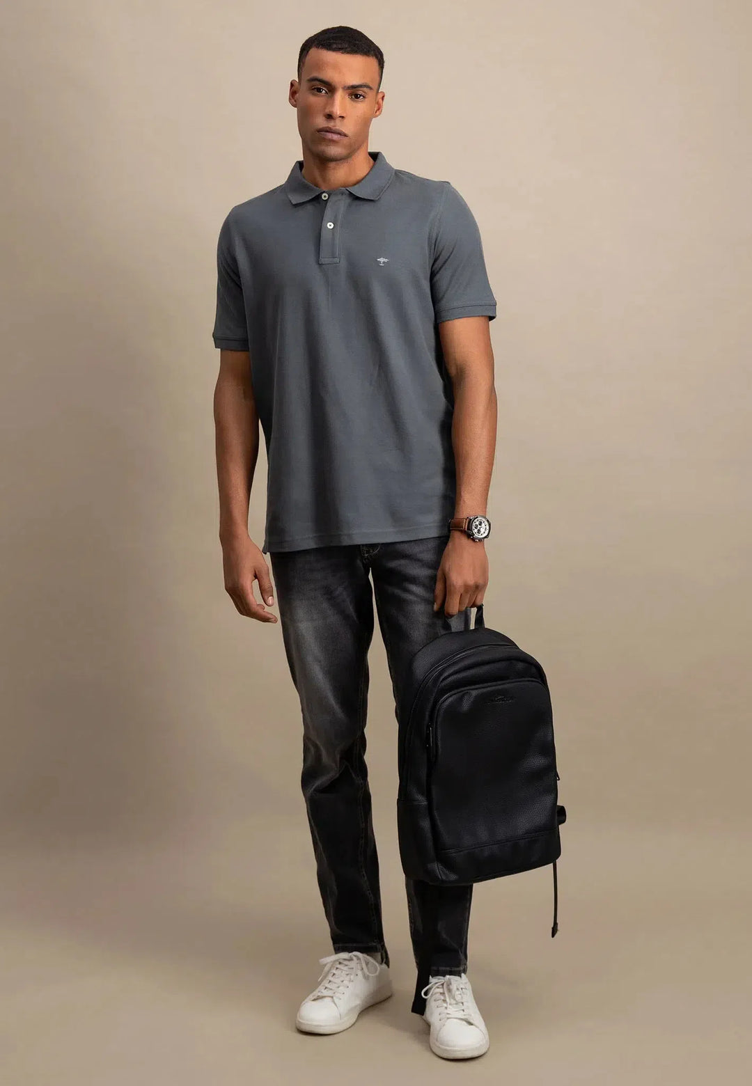 Premium Cotton Polo Shirt Asphalt-Fynch-Hatton UK