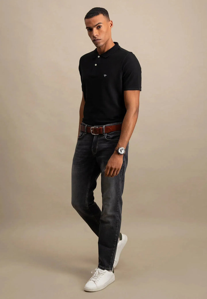Premium Cotton Polo Shirt Black-Fynch-Hatton UK