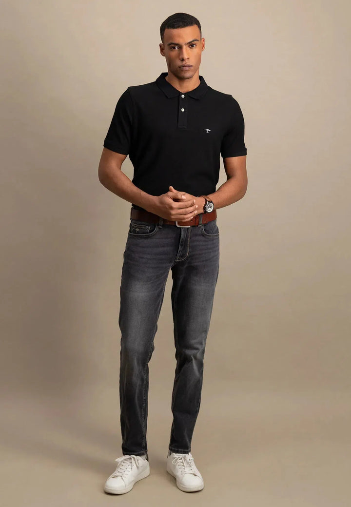 Premium Cotton Polo Shirt Black-Fynch-Hatton UK