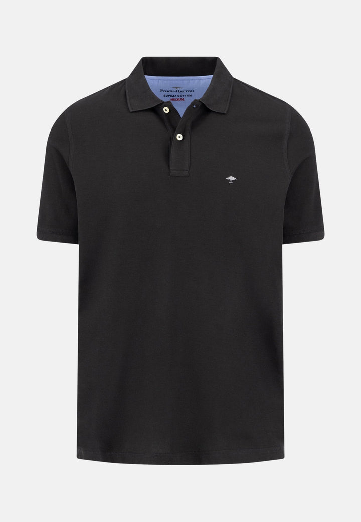 Premium Cotton Polo Shirt Black-Fynch-Hatton UK